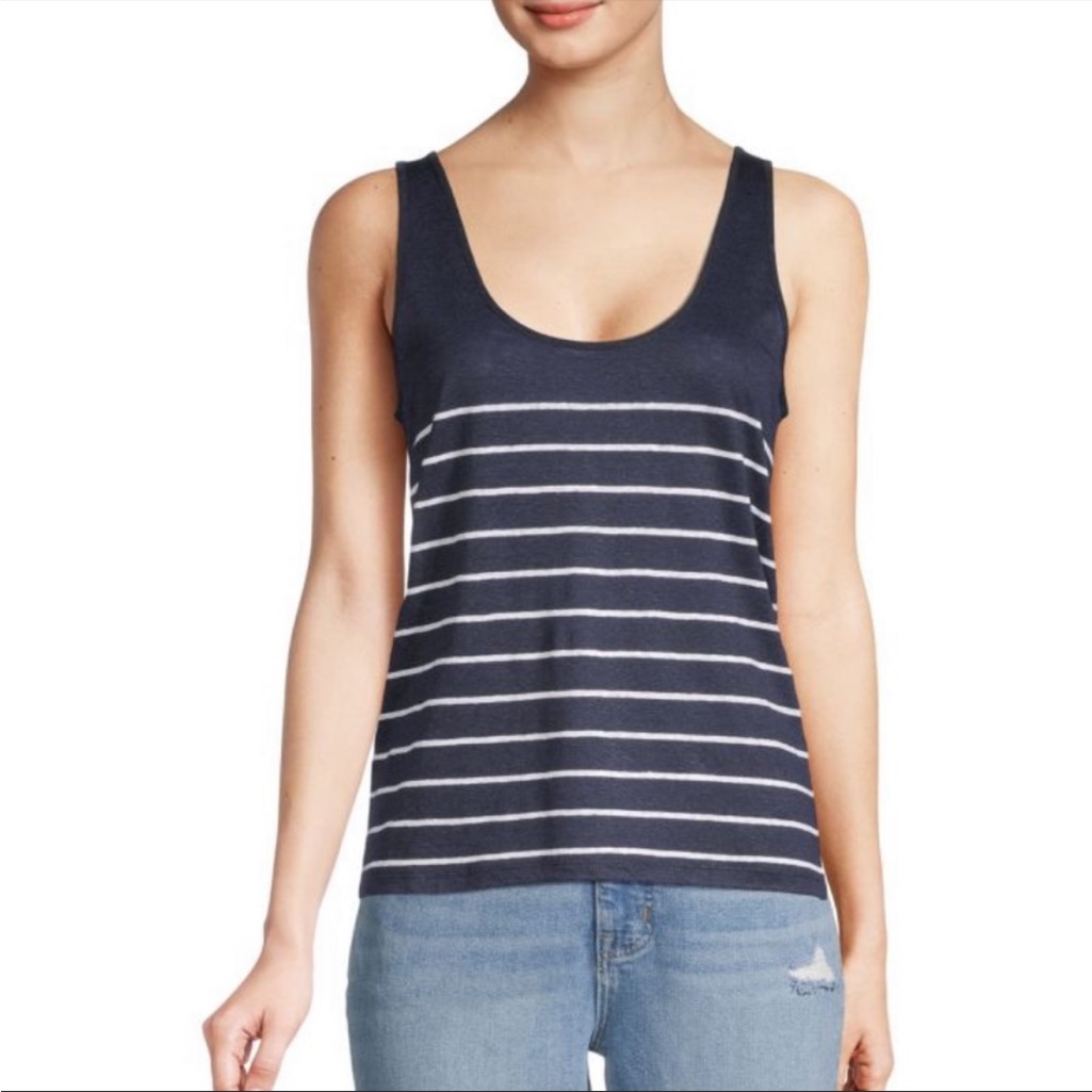 Nwt Vince Breton Stripe Scoop Neck Line Tank Top